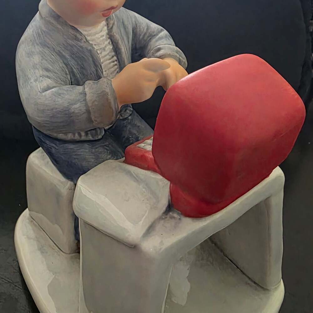 Vintage Goebel Todays Children Porcelain Figurine Boy at Computer with Math Form
